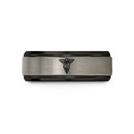 unique birthday present ideas – black & silver tungsten dental caduceus wedding band