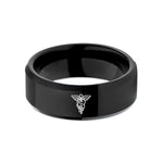 best birthday presents men – black tungsten dental caduceus wedding band