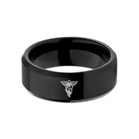 best birthday presents men – black tungsten dental caduceus wedding band