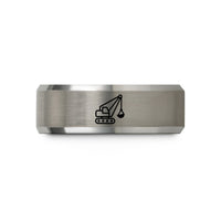 presents for husband birthday – black & silver tungsten dragline excavator wedding band