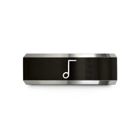 unique rings for men – black & silver tungsten tenuto line wedding band