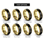 font options for inside engraving on black & gold happy donut rings