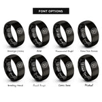 font options for inside engraving on black happy donut rings