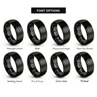 font options for inside engraving on black happy donut rings