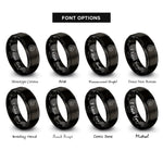 font options for inside engraving on black happy donut rings