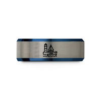 couple rings for presents – blue & grey tungsten harbor or marina wedding band