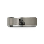 unique couple present ideas – grey tungsten harbor or marina wedding band