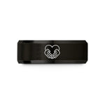 personalized couple present ideas – black tungsten heart hands wedding band