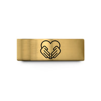 meaningful engraved rings present – gold tungsten heart hands wedding band
