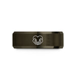 best anniversary surprise presents – gunmetal & rose gold tungsten heart hands wedding band