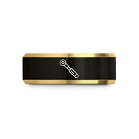 personalized couple present ideas – black & gold tungsten torque wrench wedding band