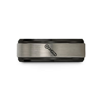 couple anniversary present ideas – black & grey tungsten torque wrench wedding band