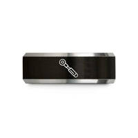 unique couple present options – black & gray tungsten torque wrench wedding band