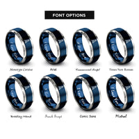 font options for inside engraving on blue & gray harbor buoy wave rings