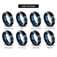 font options for inside engraving on blue & grey harbor entrance rings