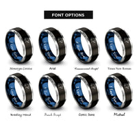font options for inside engraving on black & blue & silver harbor seal rings