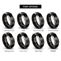 font options for inside engraving on black & grey hard hat rings