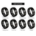 font options for inside engraving on black hard hat rings
