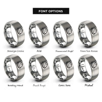font options for inside engraving on grey hard hat rings