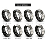 font options for inside engraving on black & silver hard hat icon rings