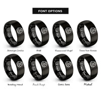 font options for inside engraving on black hard hat icon rings