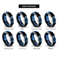 font options for inside engraving on blue & gray hardhat diver silhouette rings