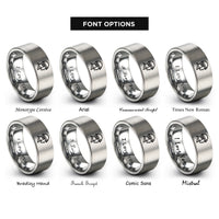 font options for inside engraving on grey hardhat diver silhouette rings