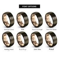 font options for inside engraving on gunmetal & rose gold hare rings