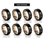 font options for inside engraving on black & rose gold harlequin rabbit rings