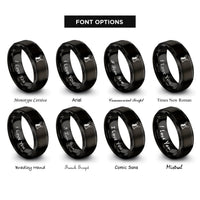font options for inside engraving on black harlequin rabbit rings