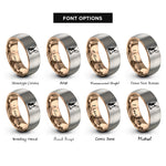 font options for inside engraving on rose gold & gray harlequin rabbit rings