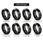 font options for inside engraving on black & silver harmonic clef rings
