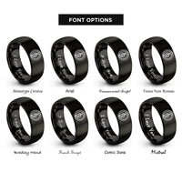 font options for inside engraving on black harmonic clef rings