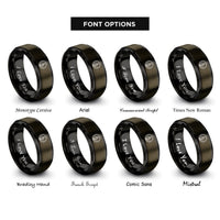 font options for inside engraving on gunmetal & black harmonic clef rings