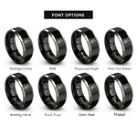 font options for inside engraving on black & grey harness carabiner rings