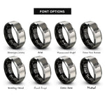 font options for inside engraving on black & gray harness carabiner rings