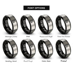 font options for inside engraving on black & silver harness carabiner rings
