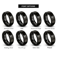 font options for inside engraving on black harness carabiner rings
