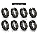 font options for inside engraving on black & grey harness snare rings