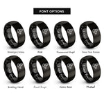 font options for inside engraving on black harness snare rings