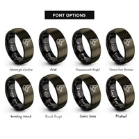font options for inside engraving on gunmetal & black harness snare rings