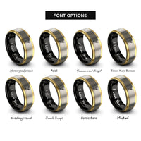 font options for inside engraving on black & gold & silver harp rings