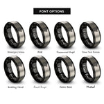 font options for inside engraving on black & silver harp rings