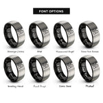 font options for inside engraving on black & gray harpist rings