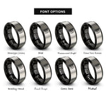 font options for inside engraving on black & gray harpist rings