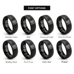 font options for inside engraving on black harpist rings