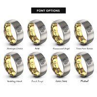 font options for inside engraving on gold & gray hash browns rings