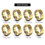 font options for inside engraving on gold & grey hash browns rings