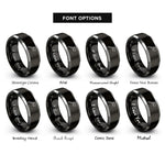 font options for inside engraving on black & gray hatchet rings