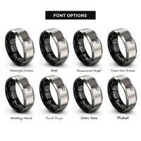 font options for inside engraving on black & grey hatchet rings
